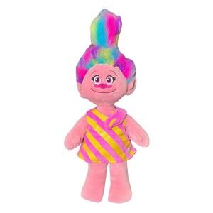 Build-A-Bear Princess POPPY Troll Stuffed Doll 20” Pink Dress Rainbow Hair Plush